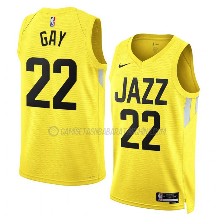 camiseta rudy gay utah jazz de 22 hombre icon edition 2023 amarillo