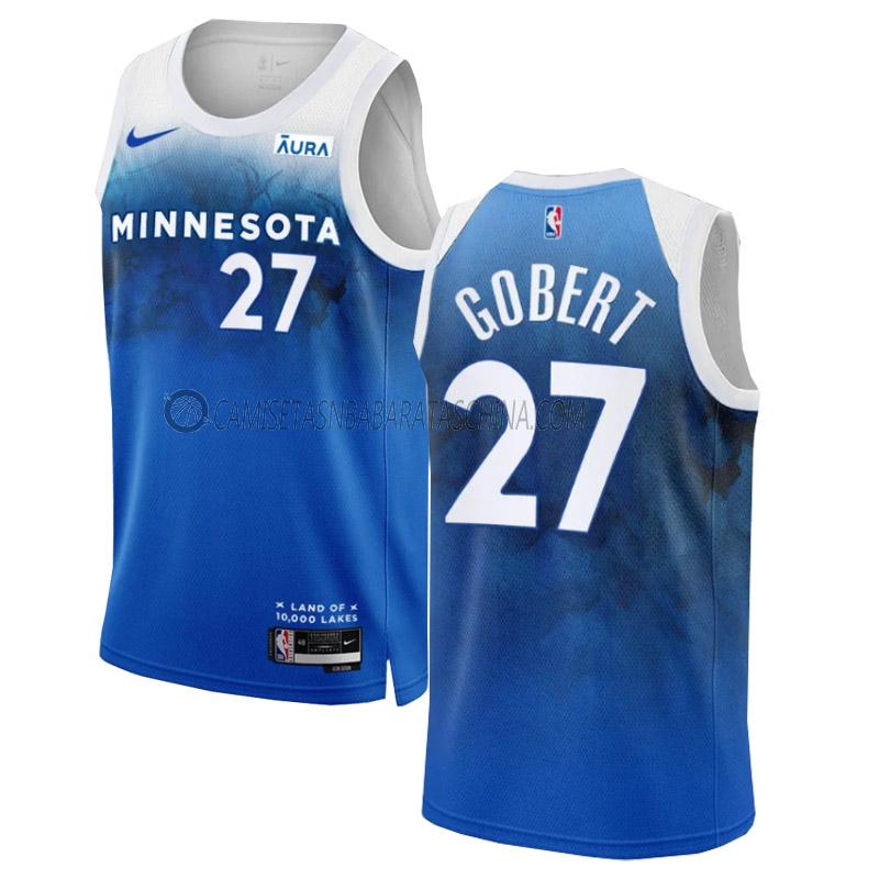 camiseta rudy gobert minnesota timberwolves de 27 hombre city edition 2023-24 azul