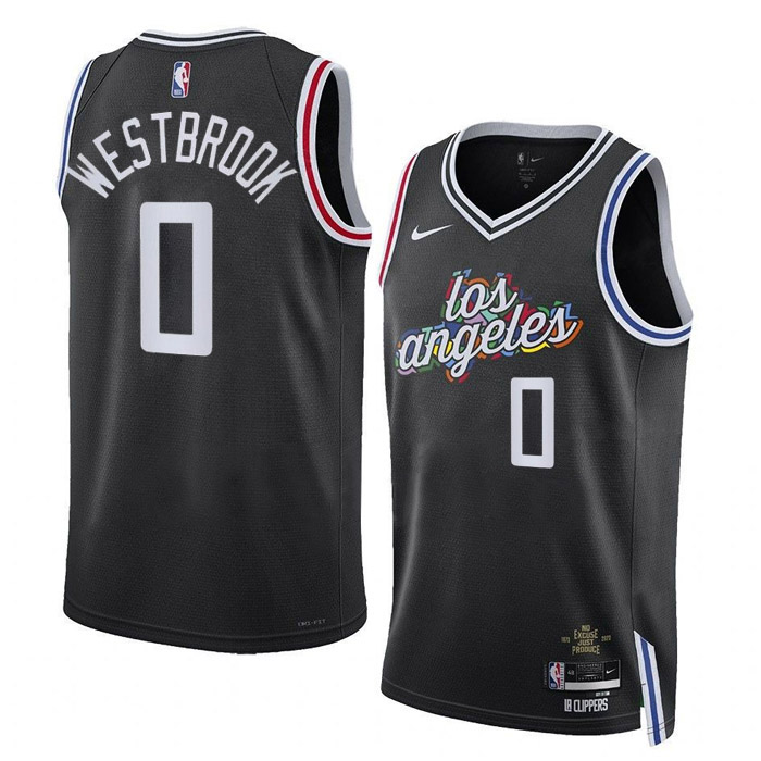 camiseta russell westbrook los angeles clippers de 0 hombre city edition 2023 negro