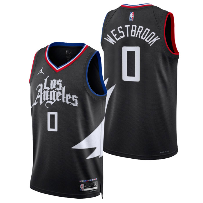 camiseta russell westbrook los angeles clippers de 0 hombre statement edition 2023 negro