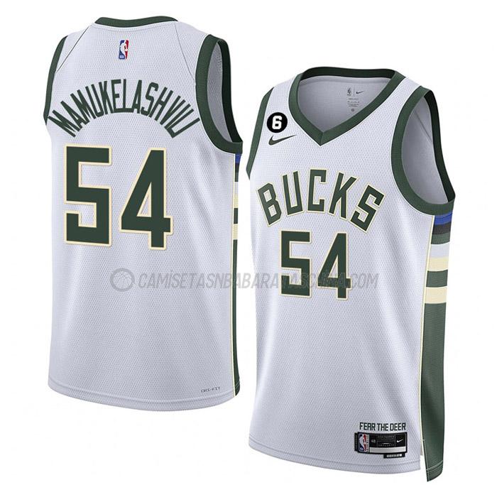 camiseta sandro mamukelashvili milwaukee bucks de 54 hombre association edition 2023 blanco