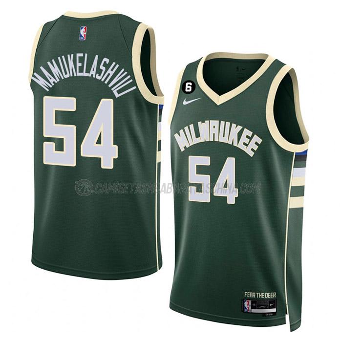 camiseta sandro mamukelashvili milwaukee bucks de 54 hombre icon edition 2023 verde