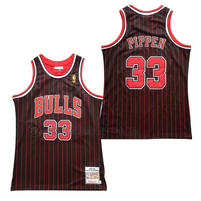 camiseta scottie pippen chicago bulls de 33 hombre rayas verticales negro