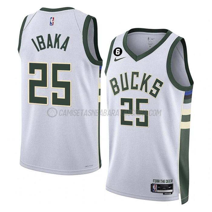 camiseta serge ibaka milwaukee bucks de 25 hombre association edition 2023 blanco