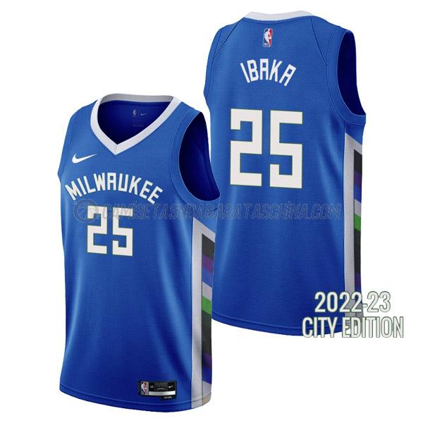 camiseta serge ibaka milwaukee bucks de 25 hombre city edition 2023 azul