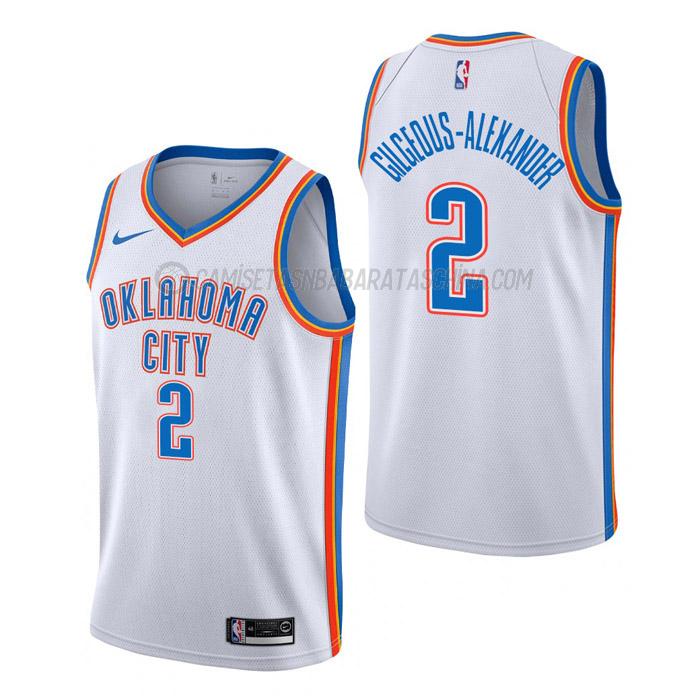 camiseta shai gilgeous-alexander oklahoma city thunder de 2 hombre association edition 2023 blanco