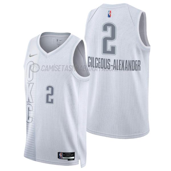 camiseta shai gilgeous-alexander oklahoma city thunder de 2 hombre city edition 2022 blanco