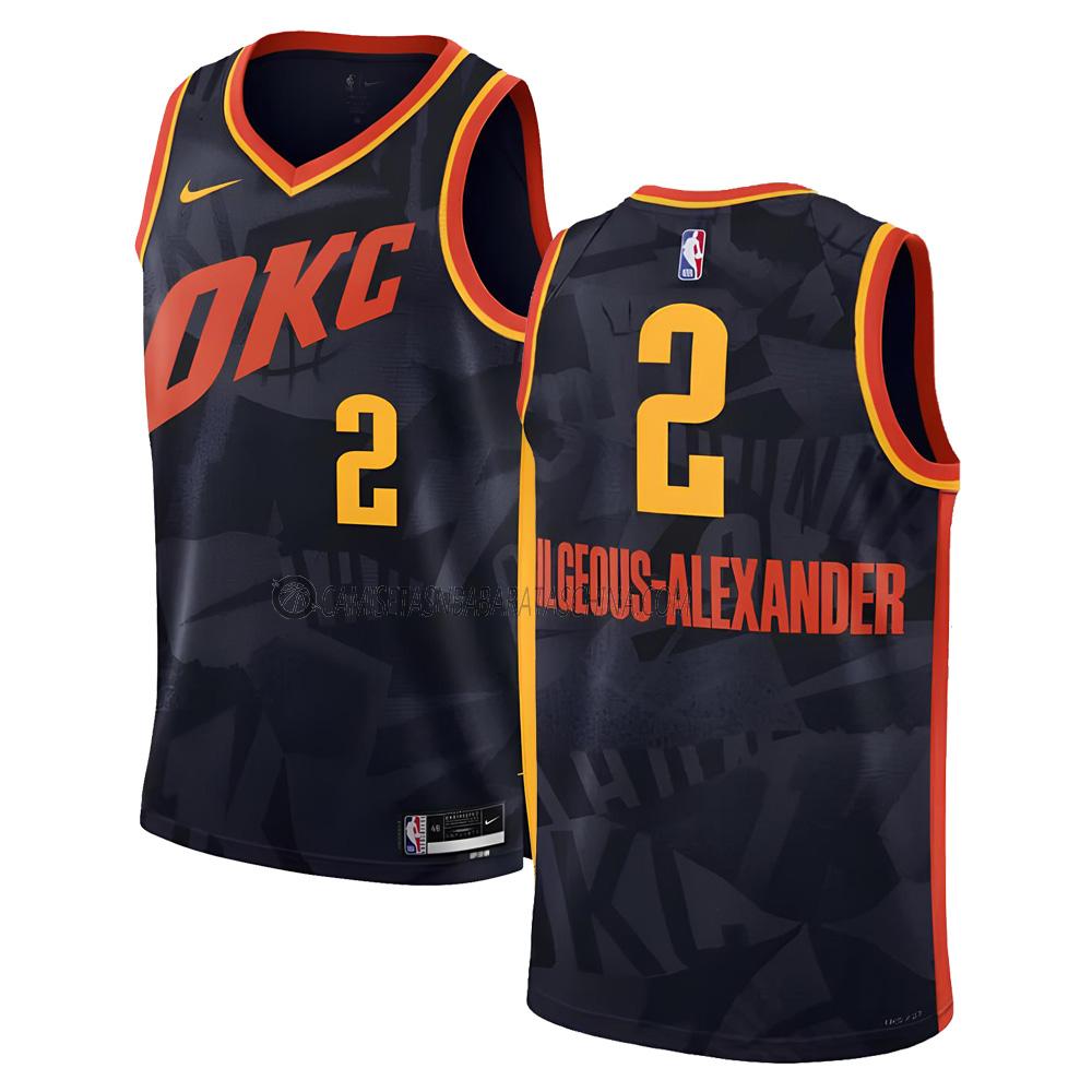 camiseta shai gilgeous-alexander oklahoma city thunder de 2 hombre city edition 2023-24 negro