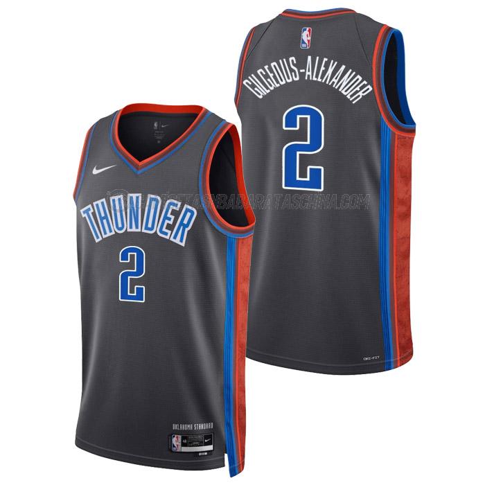 camiseta shai gilgeous-alexander oklahoma city thunder de 2 hombre city edition 2023 gris