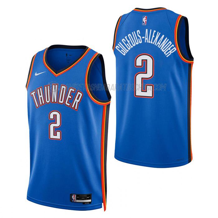 camiseta shai gilgeous-alexander oklahoma city thunder de 2 hombre icon edition 2023 azul