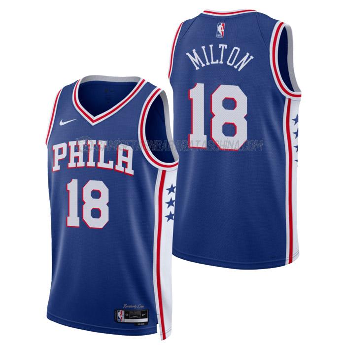 camiseta shake milton philadelphia 76ers de 18 hombre icon edition 2023 azul