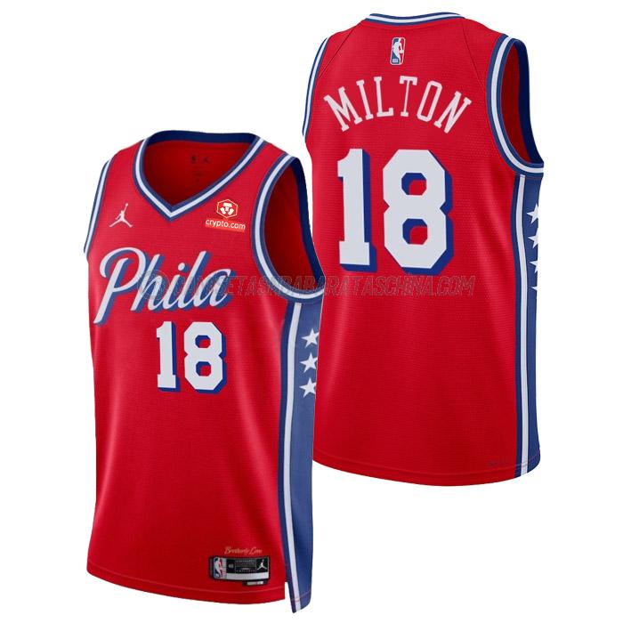 camiseta shake milton philadelphia 76ers de 18 hombre statement edition 2023 rojo