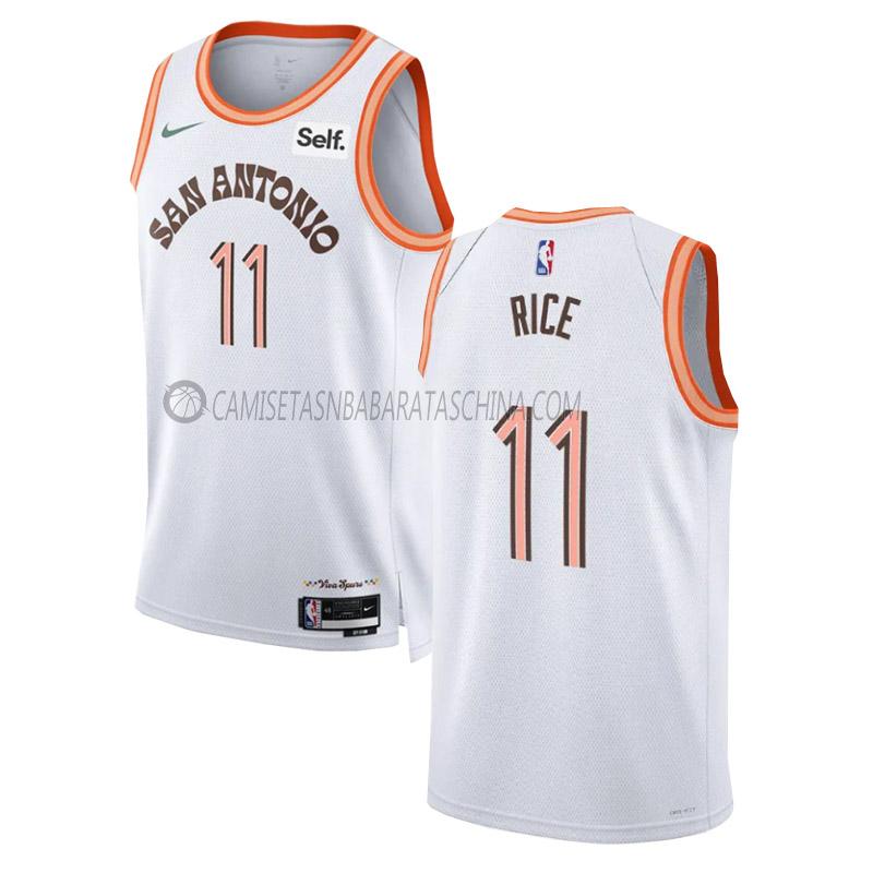 camiseta sir'jabari rice san antonio spurs de 11 hombre city edition 2023-24 blanco