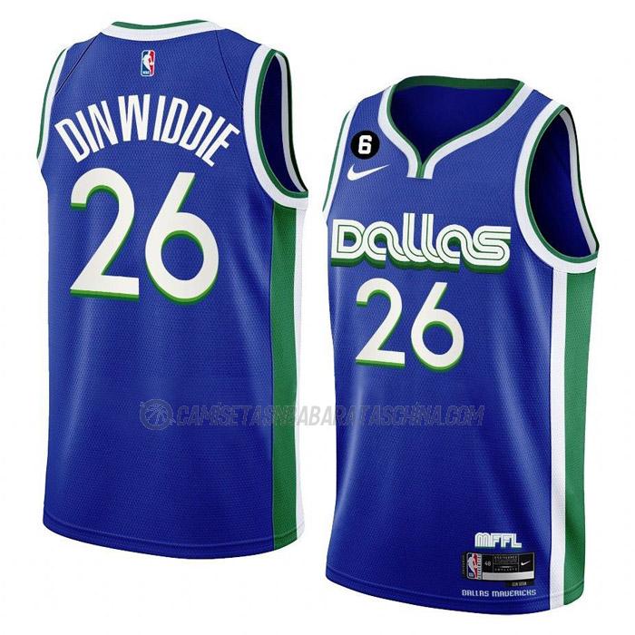 camiseta spencer dinwiddie dallas mavericks de 26 hombre city edition 2023 azul