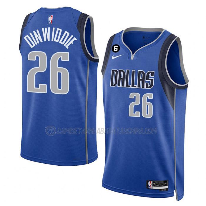 camiseta spencer dinwiddie dallas mavericks de 26 hombre icon edition 2023 azul