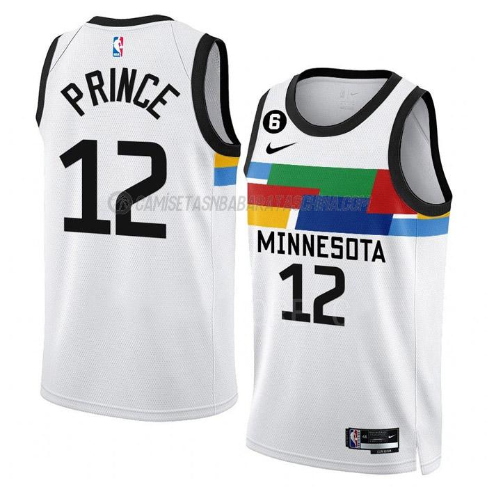 camiseta taurean prince minnesota timberwolves de 12 hombre city edition 2023 blanco