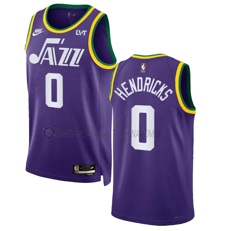 camiseta taylor hendricks utah jazz de 0 hombre classic edition 2023-24 púrpura