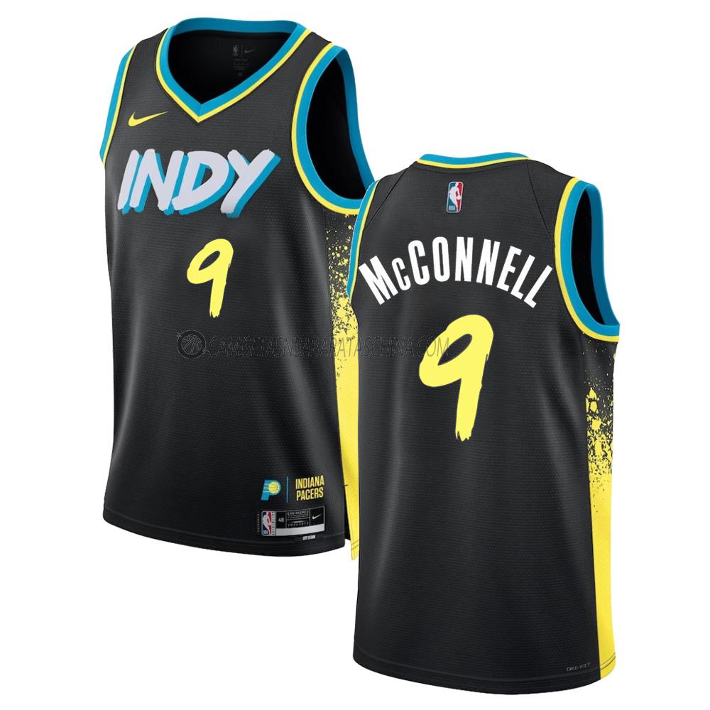 camiseta tj mcconnell indiana pacers de 9 hombre city edition 2023-24 negro