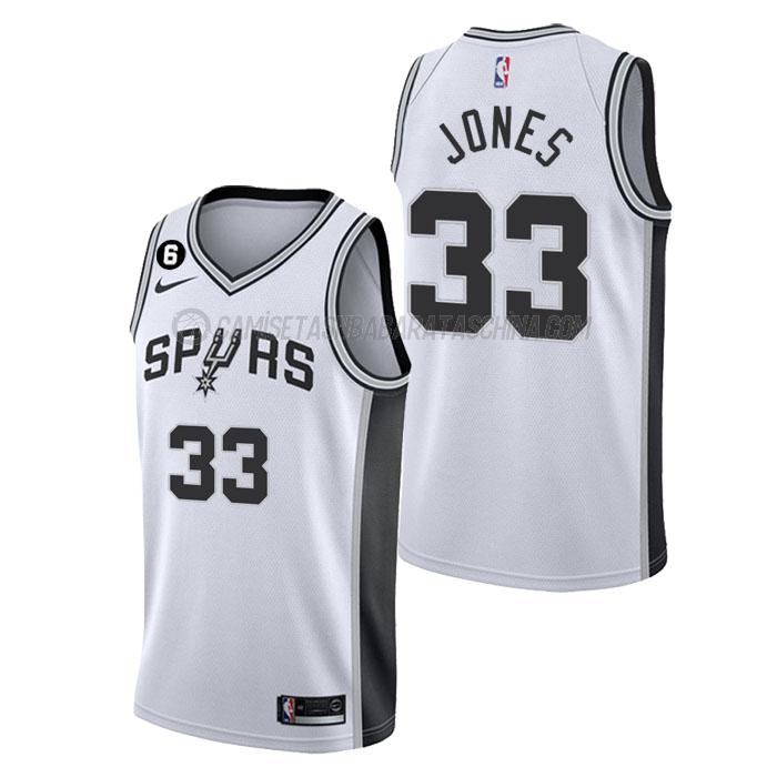 camiseta tre jones san antonio spurs de 33 hombre association edition 2023 blanco