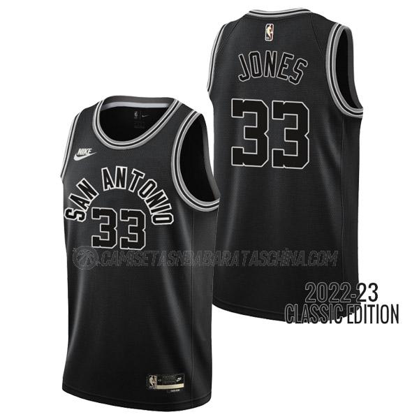 camiseta tre jones san antonio spurs de 33 hombre classic edition 2023 negro