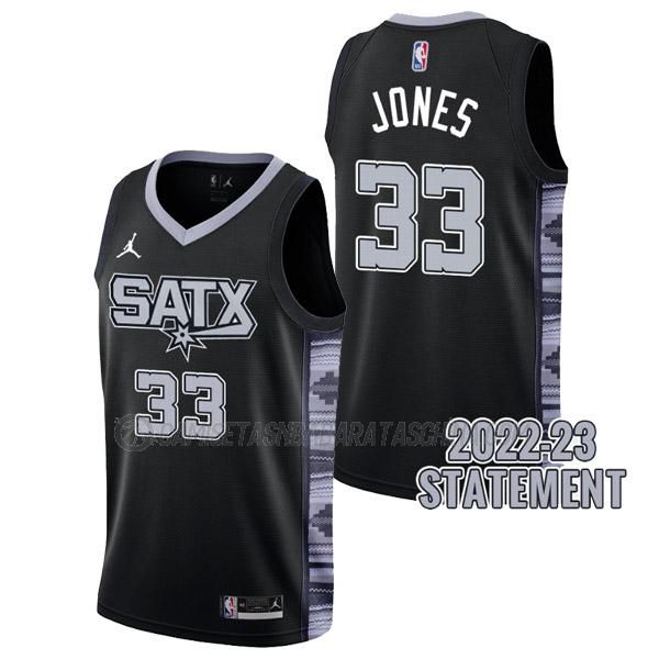 camiseta tre jones san antonio spurs de 33 hombre statement edition 2023 negro