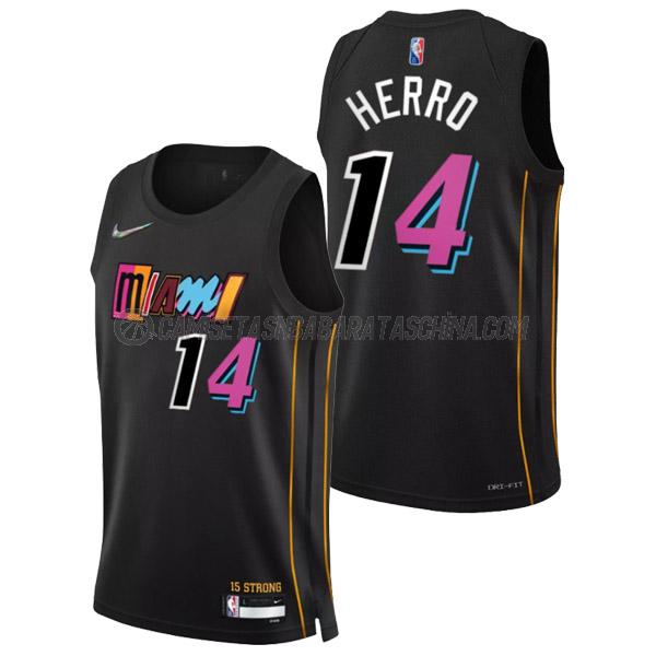 camiseta tyler herro miami heat de 14 hombre city edition 2022 negro