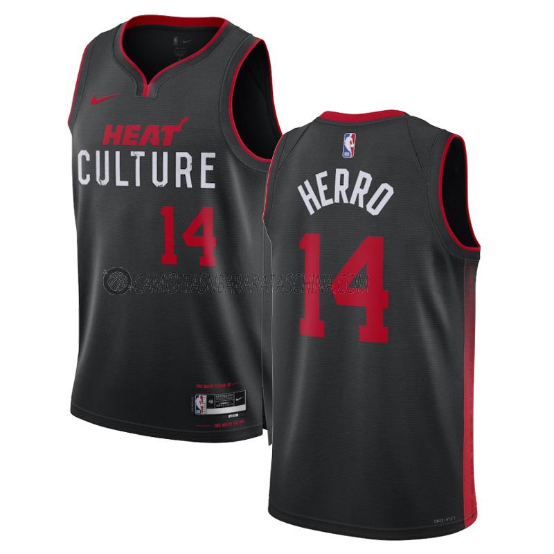 camiseta tyler herro miami heat de 14 hombre city edition 2023-24 negro