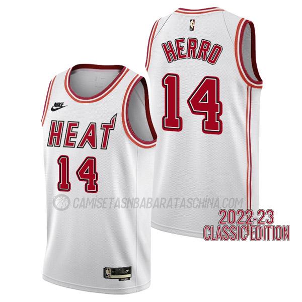 camiseta tyler herro miami heat de 14 hombre classic edition 2023 blanco