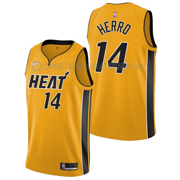 camiseta tyler herro miami heat de 14 hombre earned edition 2022 amarillo