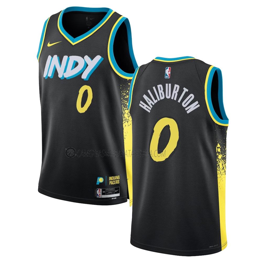 camiseta tyrese haliburton indiana pacers de 0 hombre city edition 2023-24 negro