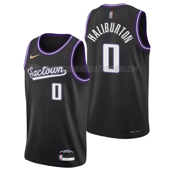 camiseta tyrese haliburton sacramento kings de 0 hombre city edition 2022 negro