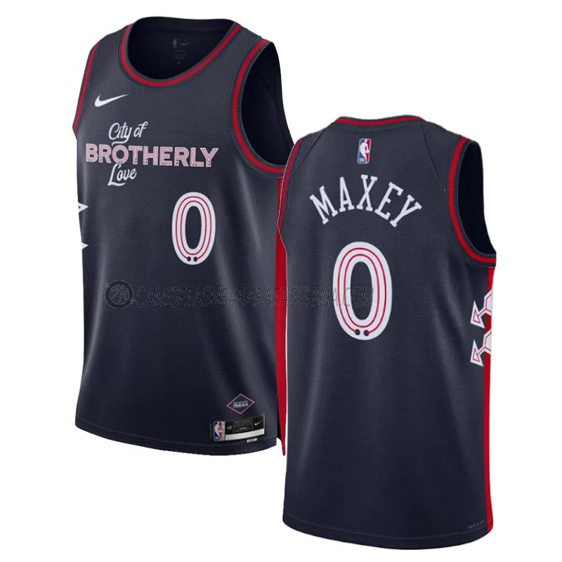 camiseta tyrese maxey philadelphia 76ers de 0 hombre city edition 2023-24 azul marino