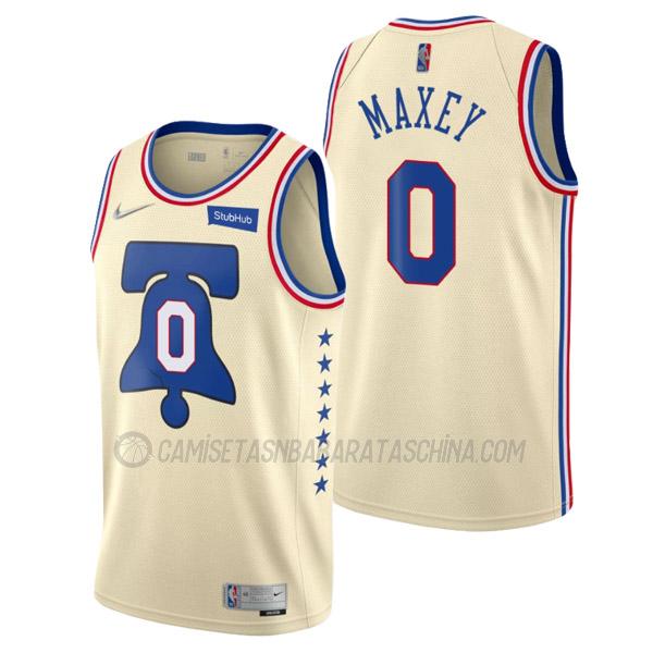 camiseta tyrese maxey philadelphia 76ers de 0 hombre earned edition 2021 crema