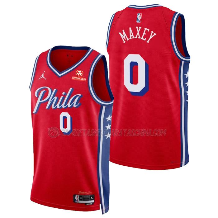 camiseta tyrese maxey philadelphia 76ers de 0 hombre statement edition 2023 rojo