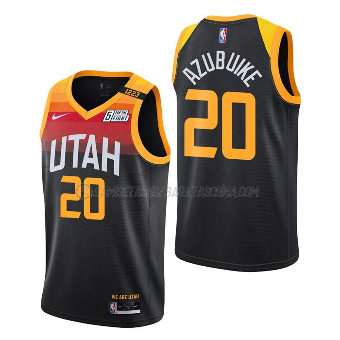 camiseta udoka azubuike utah jazz de 20 hombre city edition 2022 negro