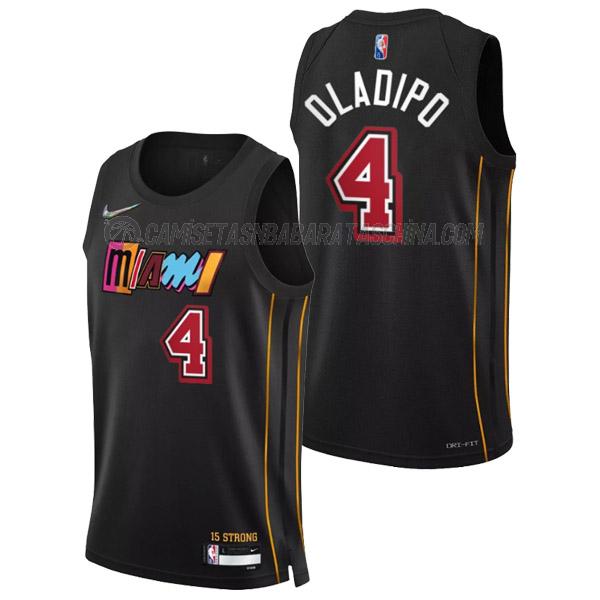 camiseta victor oladipo miami heat de 4 hombre city edition 2022 negro