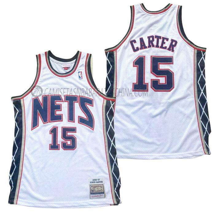 camiseta vince carter new jersey nets de 15 hombre retro blanco