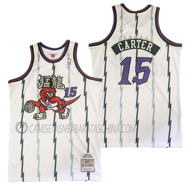 camiseta vince carter toronto raptors de 15 hombre retro blanco