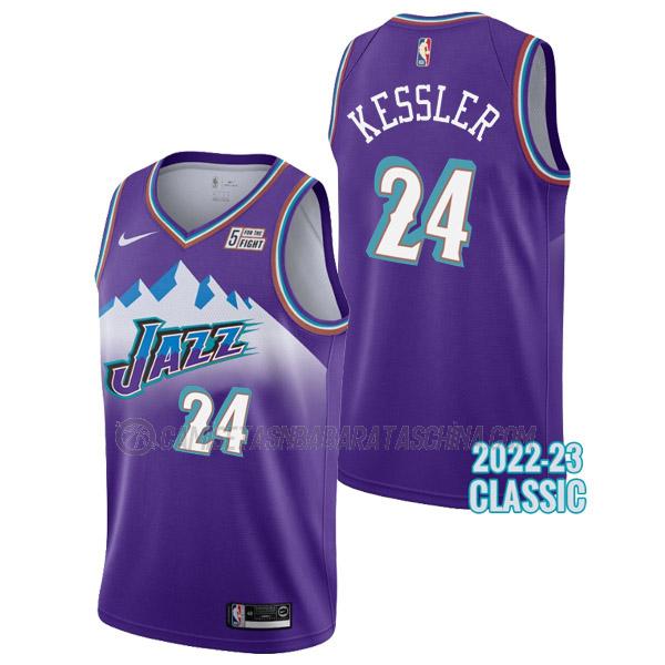 camiseta walker kessler utah jazz de 24 hombre classic edition 2023 púrpura