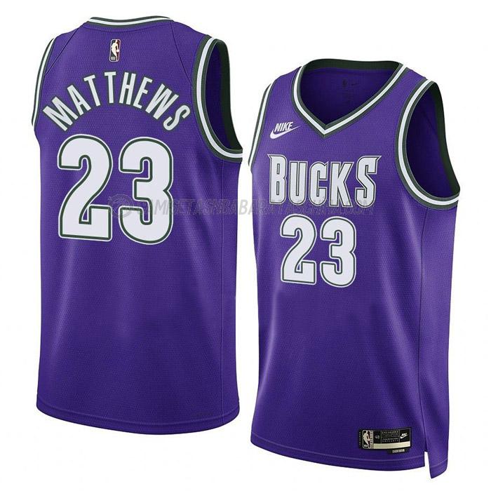 camiseta wesley matthews milwaukee bucks de 23 hombre classic edition 2023 púrpura