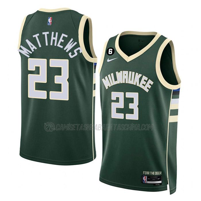 camiseta wesley matthews milwaukee bucks de 23 hombre icon edition 2023 verde