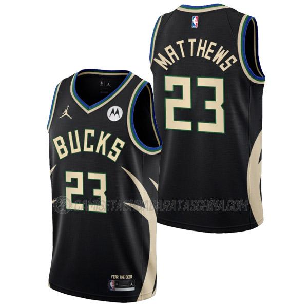 camiseta wesley matthews milwaukee bucks de 23 hombre statement edition 2023 negro