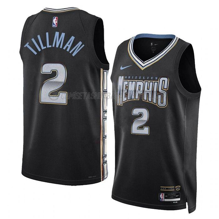 camiseta xavier tillman memphis grizzlies de 2 hombre city edition 2023 negro