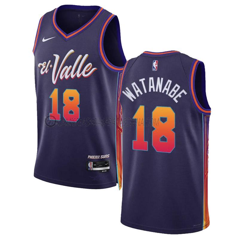 camiseta yuta watanabe phoenix suns de 18 hombre city edition 2023-24 p煤rpura