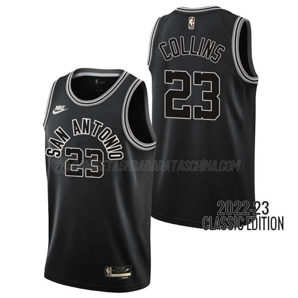 camiseta zach collins san antonio spurs de 23 hombre classic edition 2023 negro