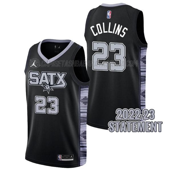 camiseta zach collins san antonio spurs de 23 hombre statement edition 2023 negro