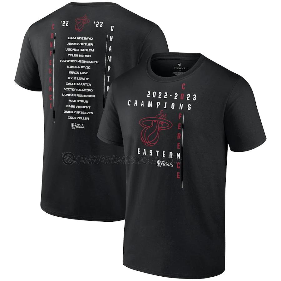 camisetas miami heat de hombre nba eastern champions 2022-23 negro