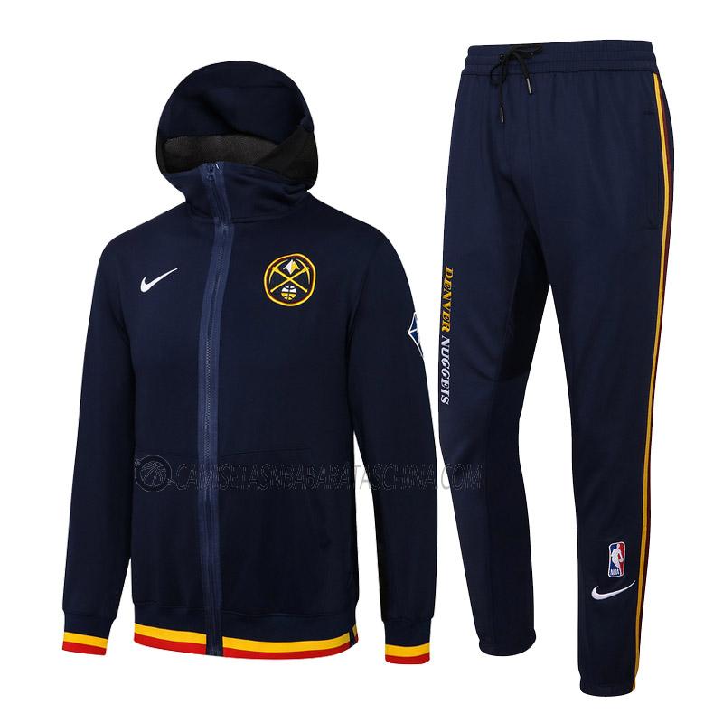 chaqueta con capucha denver nuggets de hombre ccc028 2022 azul marino