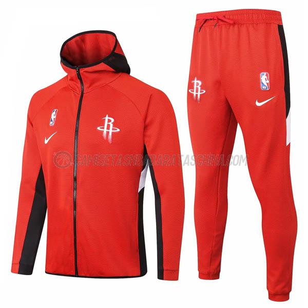 chaqueta con capucha houston rockets de 2023 rojo