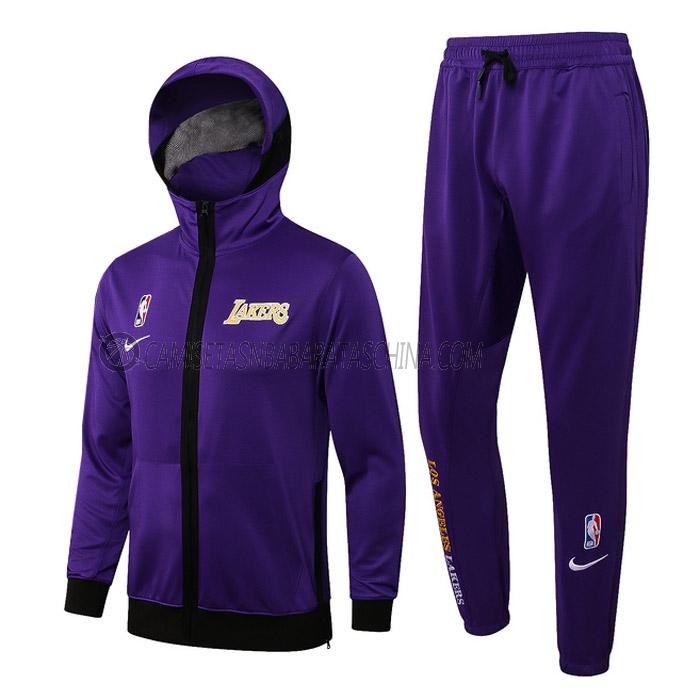 chaqueta con capucha los angeles lakers de hombre ccc002 2023 púrpura